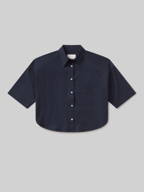 Frances Cropped Cape Button Up
In Navy