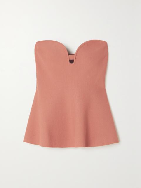 Strapless Stretch-knit Peplum Top