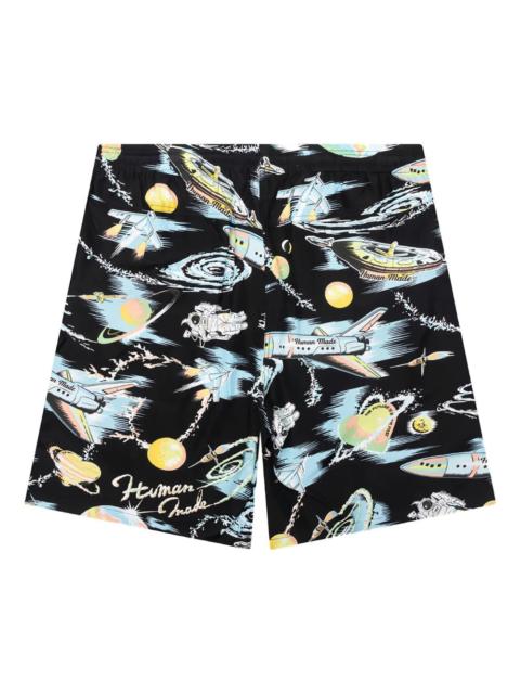 space-print shorts