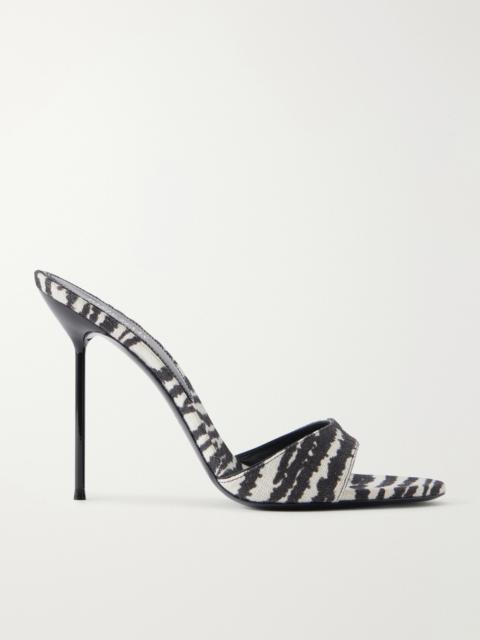 Lidia Zebra-print Canvas Mules