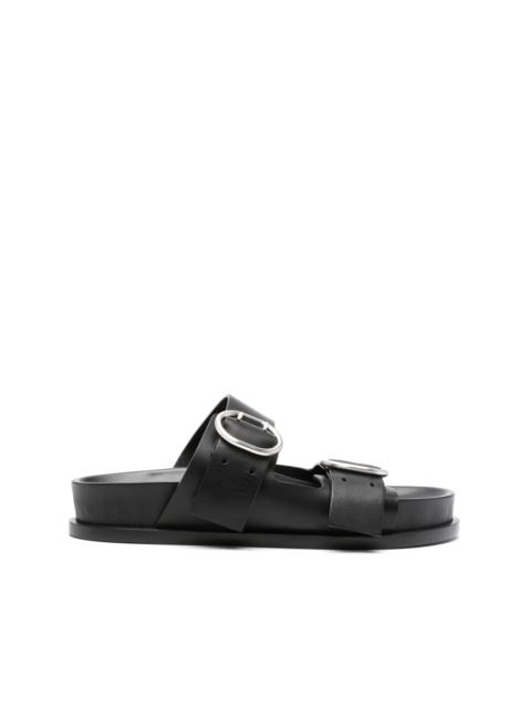 double-buckle leather sandals