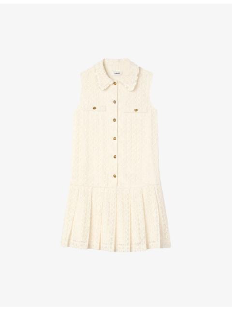 Sleeveless Chest-Pocket Lace Mini Dress