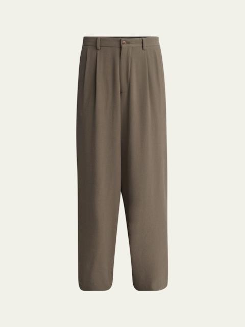 Men's Pleated Wool Stretch Seersucker Trousers