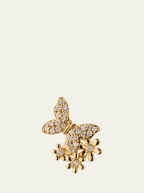 14K Butterfly Daisy Cluster Stud Earring, Single (Left)