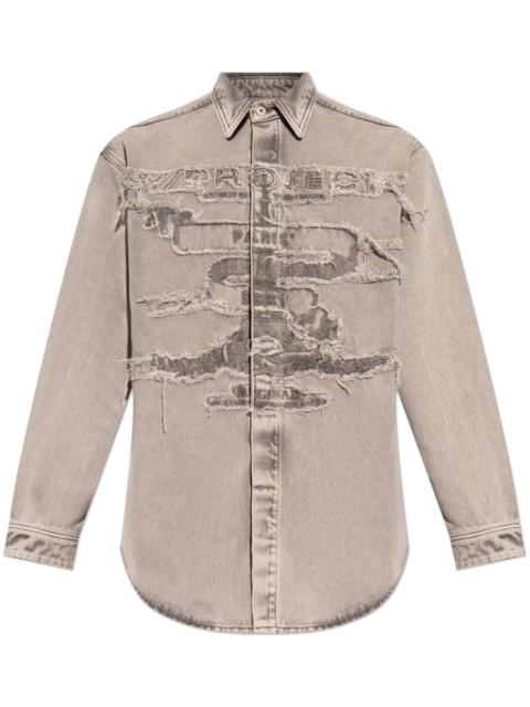 frayed denim shirt