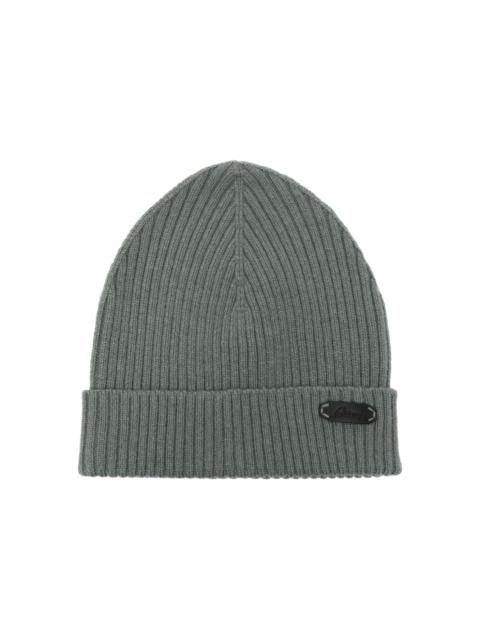 logo-patch ribbed-knit beanie