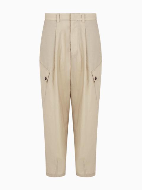 ONE-PLEAT CARGO TROUSERS IN COTTON CANVAS