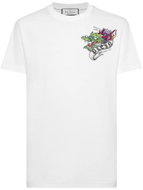 Tattoo-print cotton T-shirt