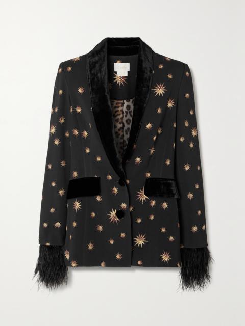 Soulstar Velour And Faux-fur-trimmed Woven Blazer