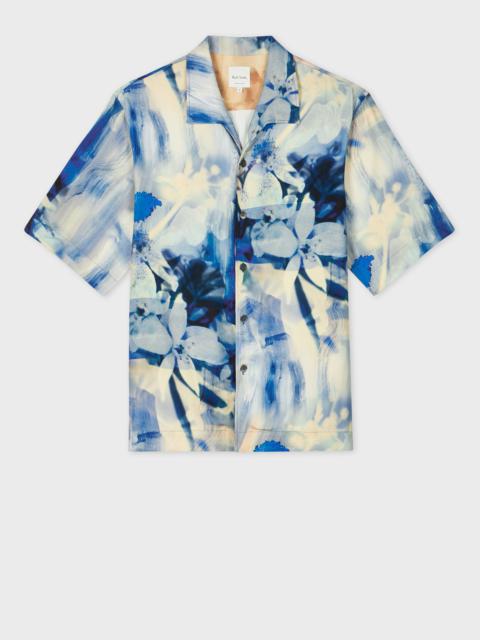 Oversized Blue 'Painted Photograph' Viscose Shirt