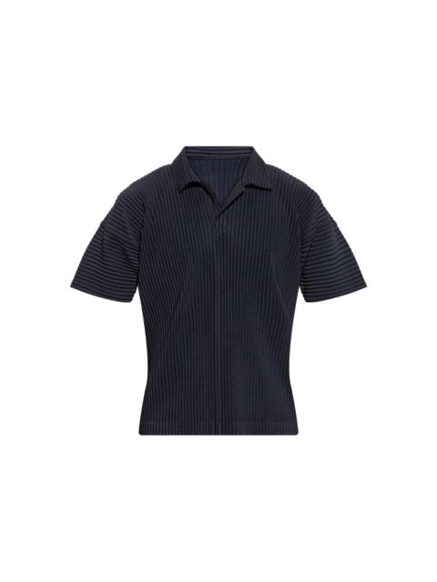 SS25 PLEATED POLO SHIRT - NAVY