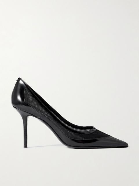 Love 85 mesh-trimmed patent-leather pumps Black