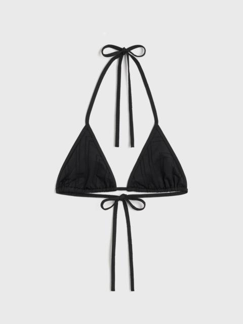 Monogram pointelle bikini top black