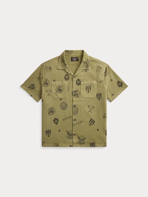 Knit Herringbone Twill Camp Shirt