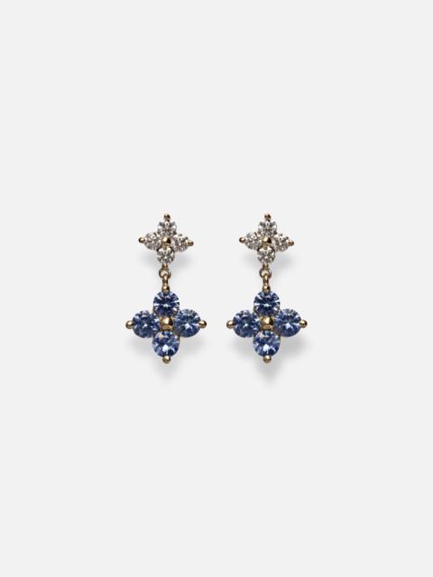 Luckiest Clover 10kt gold earrings with sapphire and diamond
