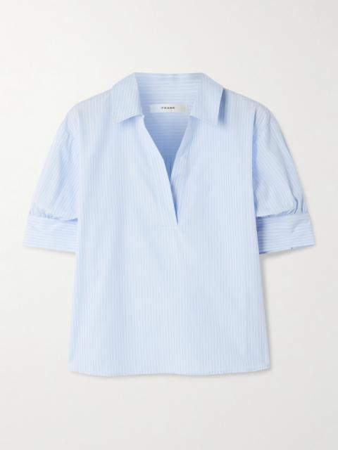 The Striped Popover Cotton-poplin Blouse