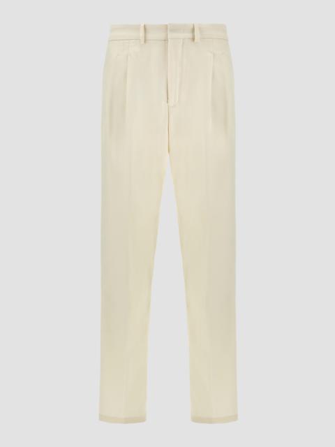 WOOL AND COTTON TROUSERS WITH DOUBLE PLEATS