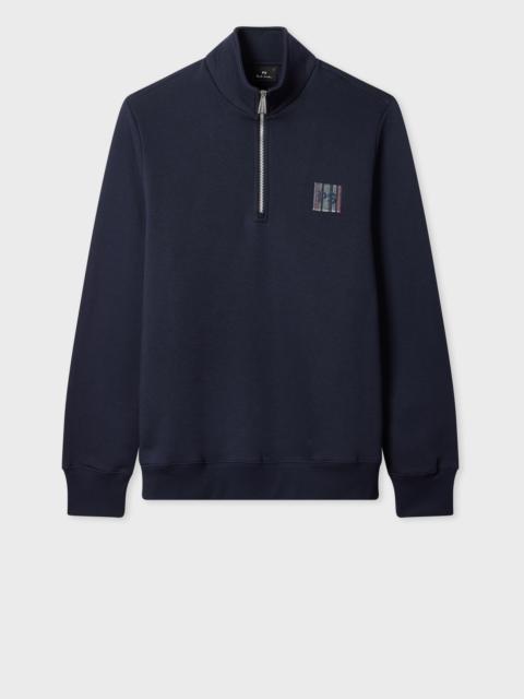 Navy 'Stitch Stripe' Zip Funnel Neck Sweatshirt