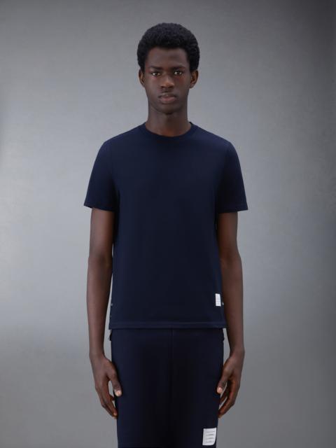 Navy Cotton Pique Center Back Stripe Relaxed Fit Tee