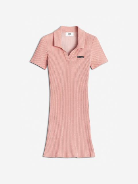 MAISON KITSUNE HANDWRITING LABEL RIBBED POLO DRESS
