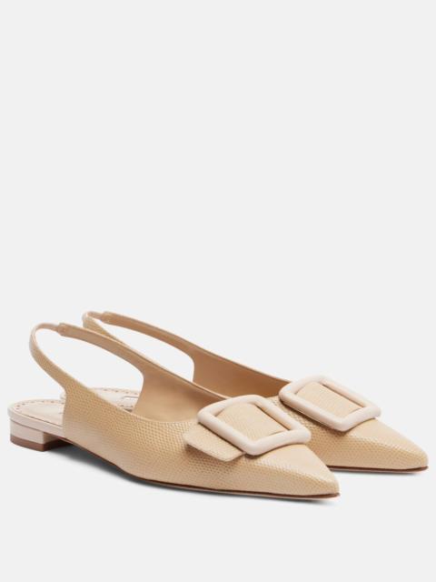 Maylura croc-effect leather slingback flats