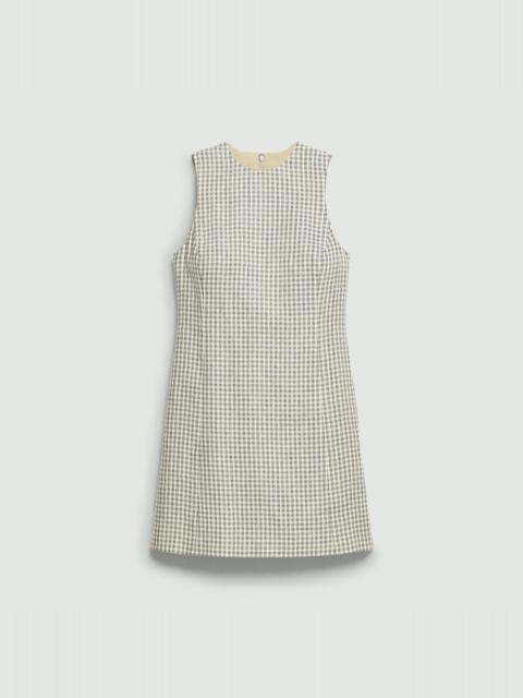 A-Line Mini Dress in Checked Linen-Blend