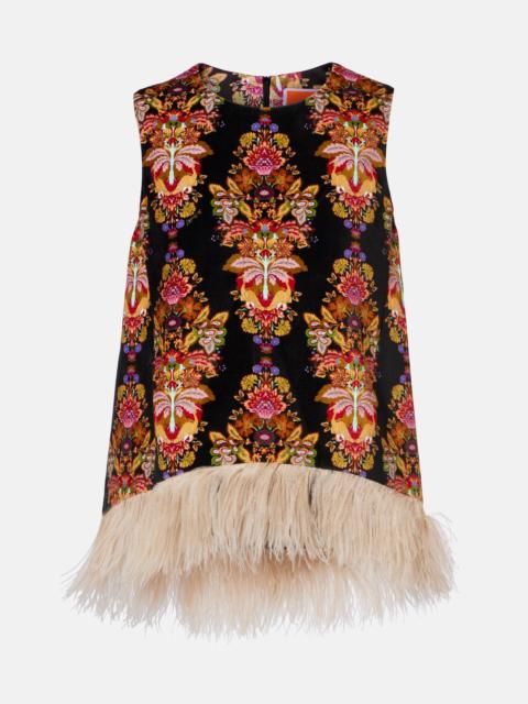 La Scala feather-trimmed cotton top