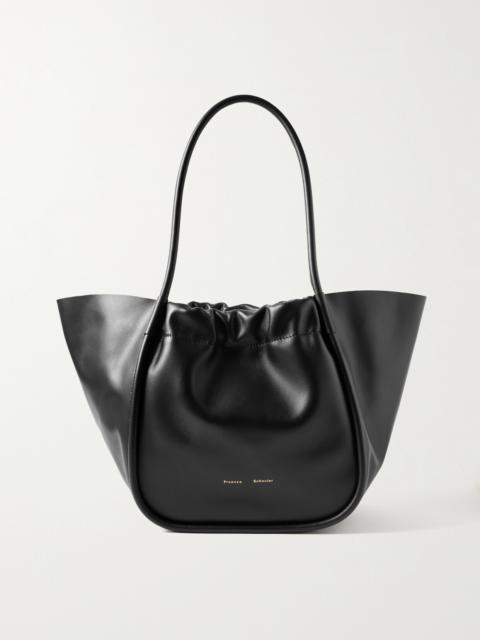 Ruched Large Leather Tote