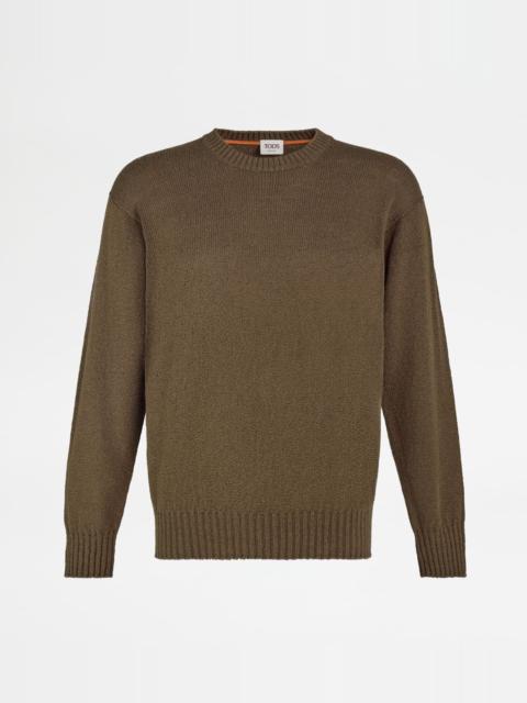 ROUND-NECK PULLOVER IN COTTON - GREEN