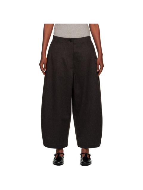 Brown Wool Curved Trousers