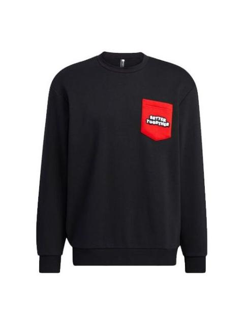 adidas neo x SESAME STREET Crossover Contrasting Colors Pocket Sports Round Neck Pullover Black HD72