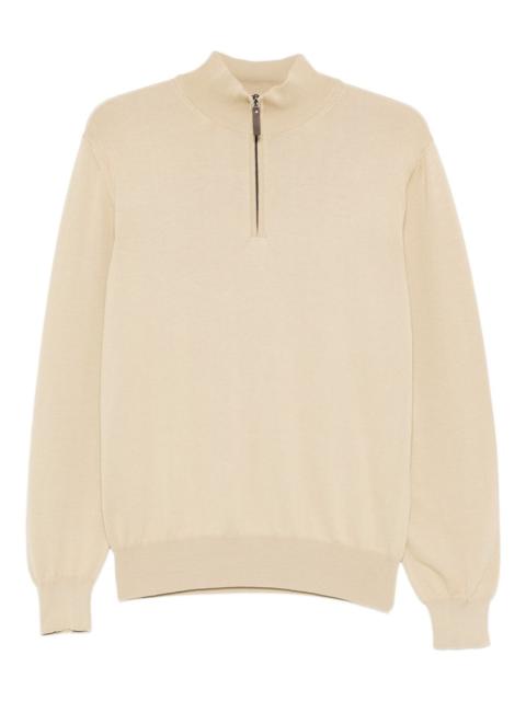 zip funnel-neck polo shirt