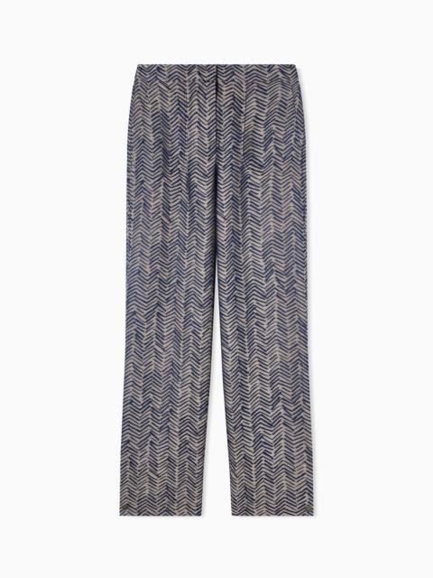 VISCOSE TROUSERS WITH CHEVRON JACQUARD