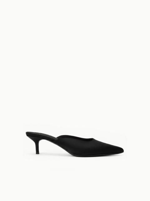 STAUD SEBASTIAN KITTEN HEEL MULE BLACK SATIN