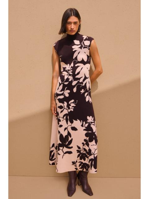 Jacquard Floral Knitted Maxi Dress