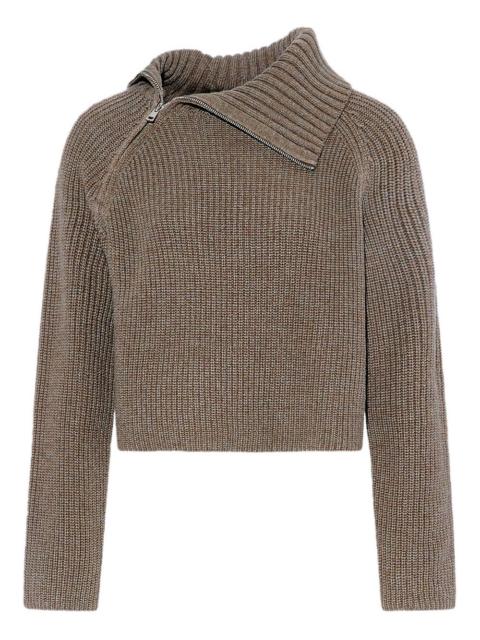 zip-neck ribbed sweater