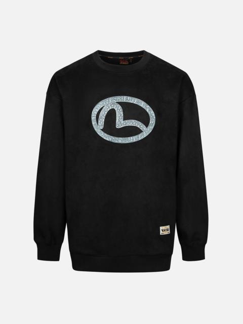 Faux Diamond Seagull Embroidery Loose Fit Sweatshirt