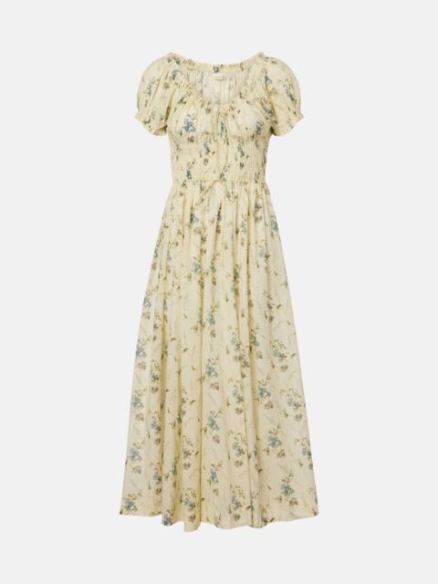 Ashlynn gathered floral cotton midi dress