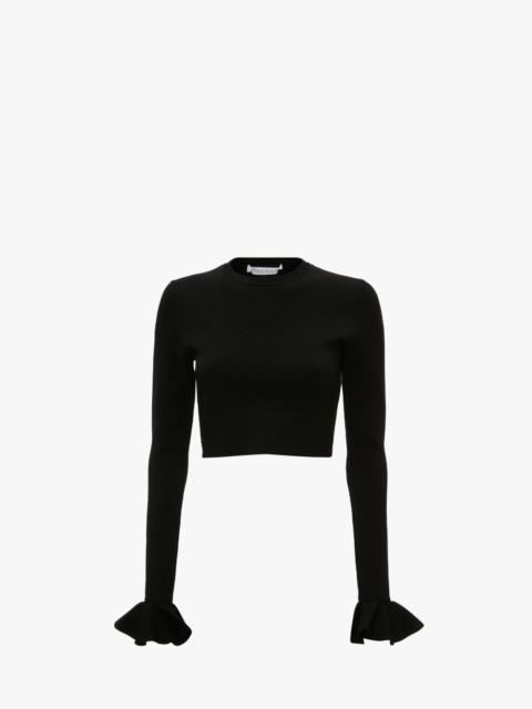 CROPPED RUFFLED SLEEVE JUMPER