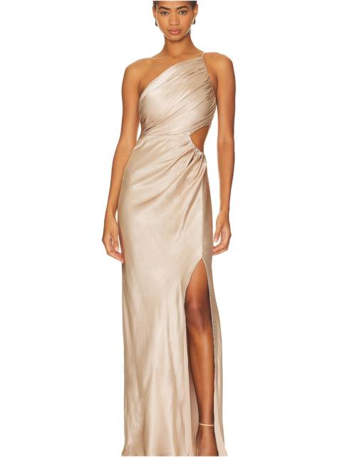 La Lune Asymmetrical Gathered Maxi Dress