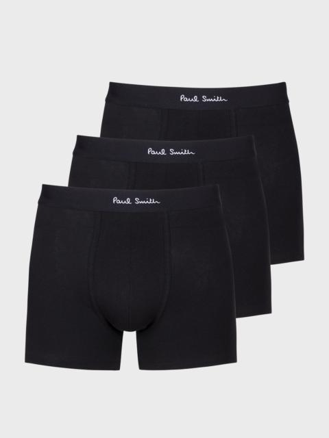 Black Long Plain Boxer Briefs Three Pack