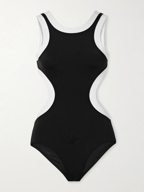 Dolce open-back two-tone swimsuit Black