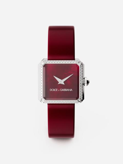 Sofia steel watch with colorless diamonds