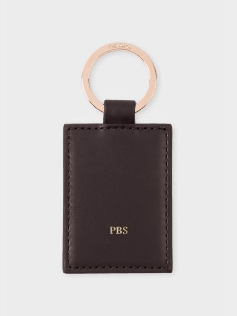 Black Calf Leather Monogrammed Keyring