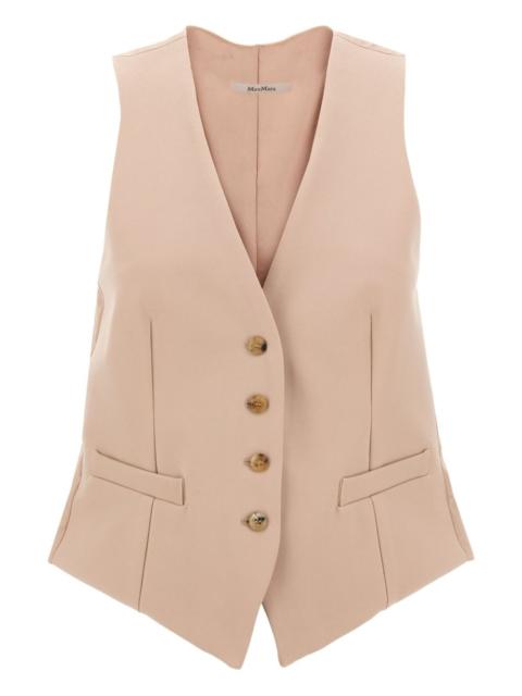 button-fastening drawstring vest