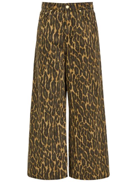 Ganni Leopard-print Wide-leg Jeans
