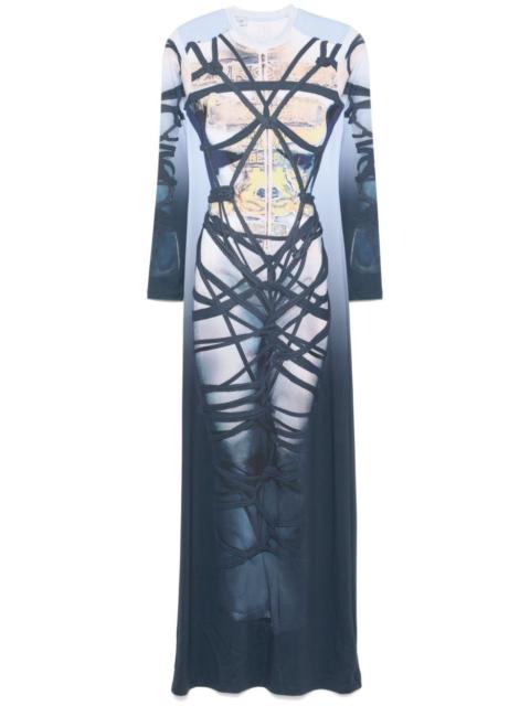 trompe l'oeil-print maxi dress