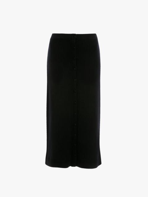 Button Midi Skirt In Black