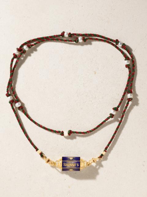 Amour Toujours Locket 18-karat Gold, Enamel, Pearl And Diamond Necklace
