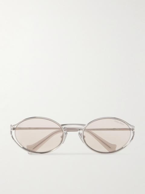 Oval-frame Silver-tone Sunglasses